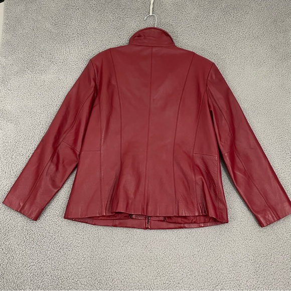 Worthington Genuine Lambskin Leather Jacket Womens XL Red Full Zip - Picture 5 of 11